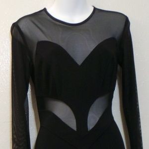 Black Mesh Long Sleeve Dress